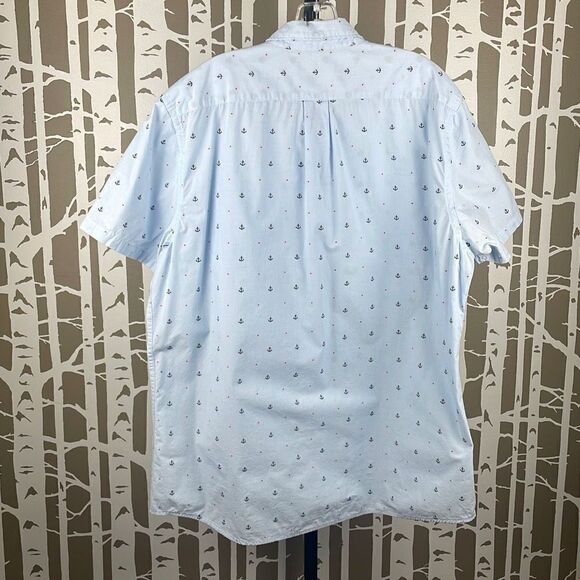Goodthreads Men's Light Blue Embroidered Anchors Nautical Button Up Shirt XL - Picture 3 of 7